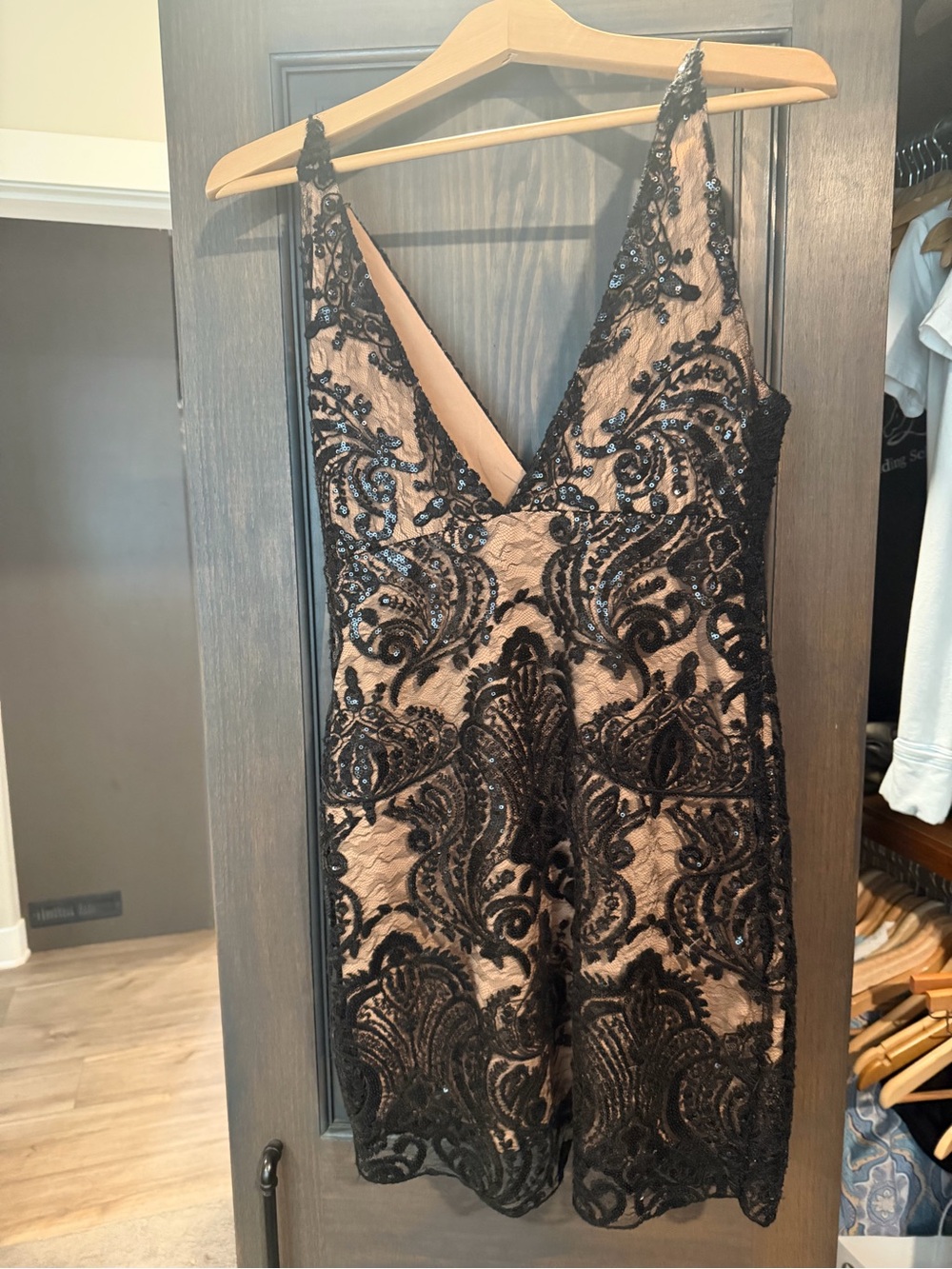Free People Black Lace Mini Dress sz 6